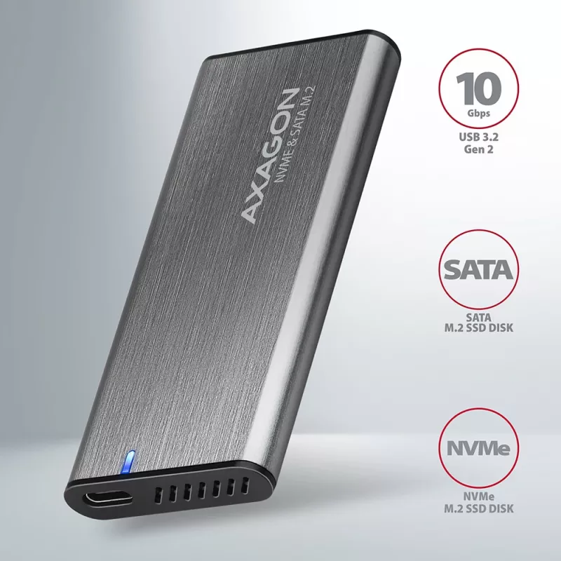 Axagon EEM2-SG2 SuperSpeed+ USB-C - M.2 NVMe i SATA SSD RAW box