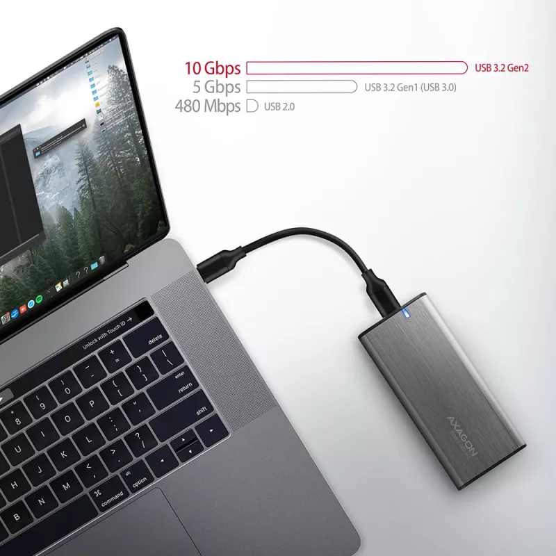 Axagon EEM2-SG2 SuperSpeed+ USB-C - M.2 NVMe i SATA SSD RAW box