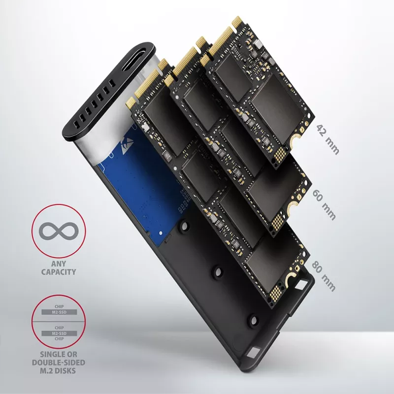 Axagon EEM2-SG2 SuperSpeed+ USB-C - M.2 NVMe i SATA SSD RAW box