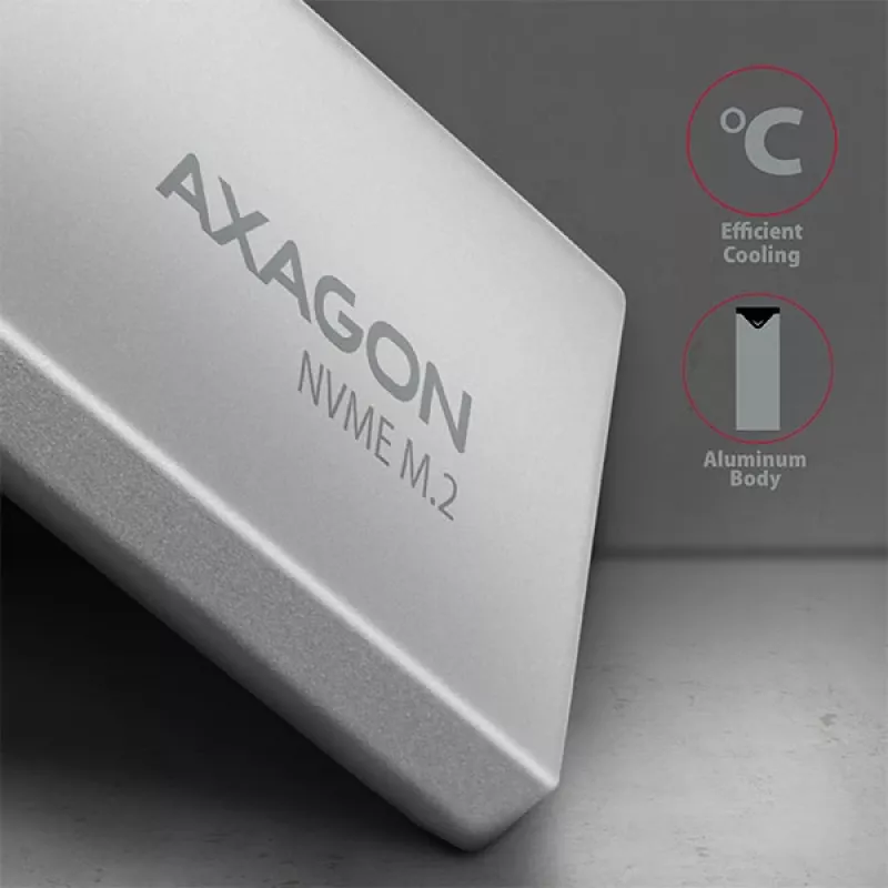 Axagon EEM2-UG2 Zewnętrzna metalowa obudowa USB-C 10Gbps dla dysków M.2 NVMe SSD. Srebrny