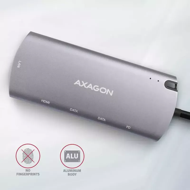Koncentrator Axagon HMC-6M2 USB 3.2 Gen 1, 2x USB-A, HDMI, RJ-45, SATA M.2, PD 100W, kabel USB-C