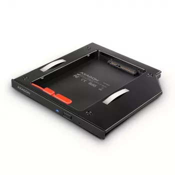 Axagon RSS-CD09 2.5 inch SSD/HDD kieszeń do slotu DVD 9.5 mm LED ALU interfejsy/karty adapter Wewnętrzny SATA