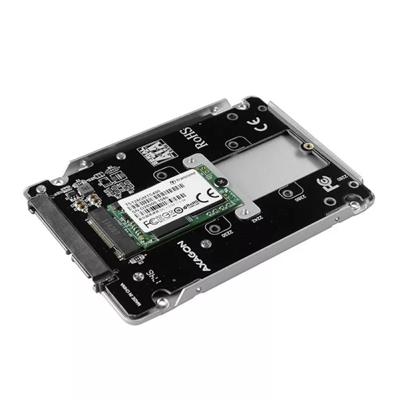 Axagon RSS-M2SD SATA - M.2 SATA SSD, wewnętrzna aluminiowa obudowa 2,5 cala, srebrny
