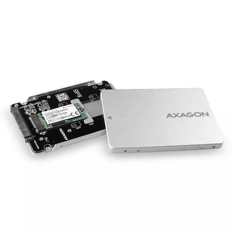 Axagon RSS-M2SD SATA - M.2 SATA SSD, wewnętrzna aluminiowa obudowa 2,5 cala, srebrny