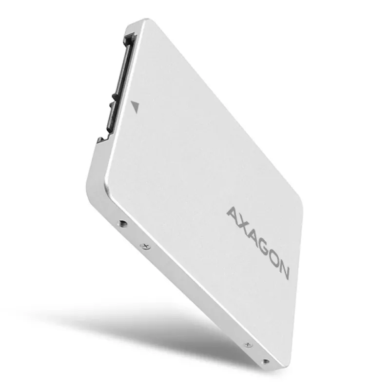 Axagon RSS-M2SD SATA - M.2 SATA SSD, wewnętrzna aluminiowa obudowa 2,5 cala, srebrny