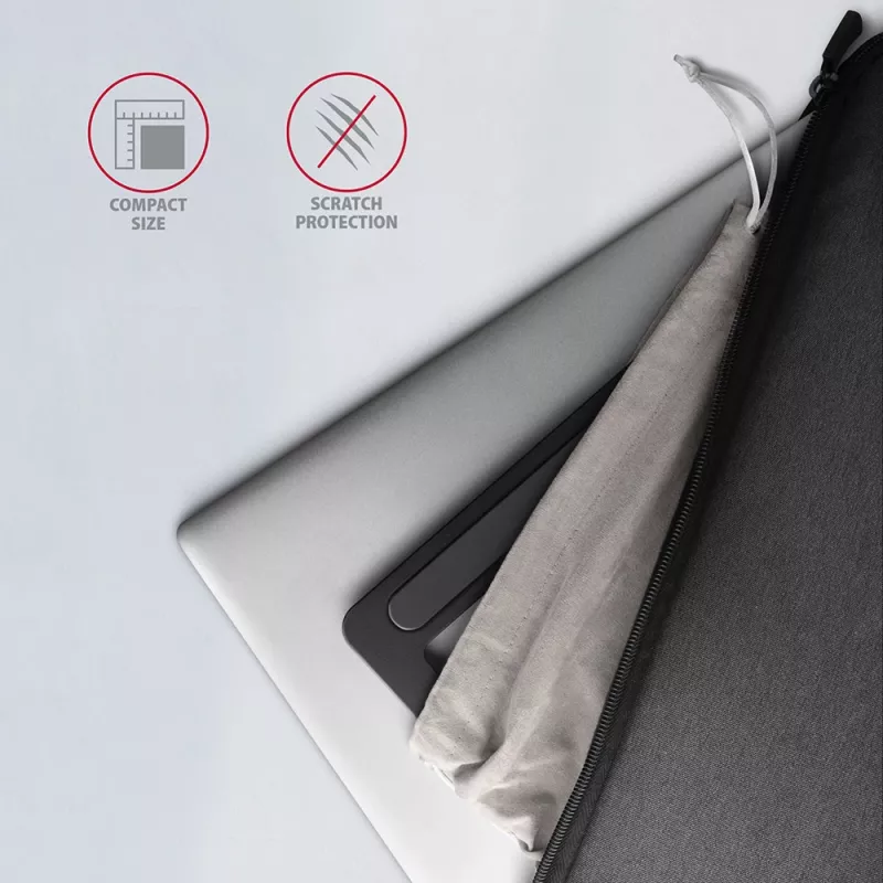 Axagon STND-L aluminiowa podstawka pod laptopy o przekątnej 10-17,3 cala. Osiem pozycji regulacji wysokości i kąta. Wersja szara.