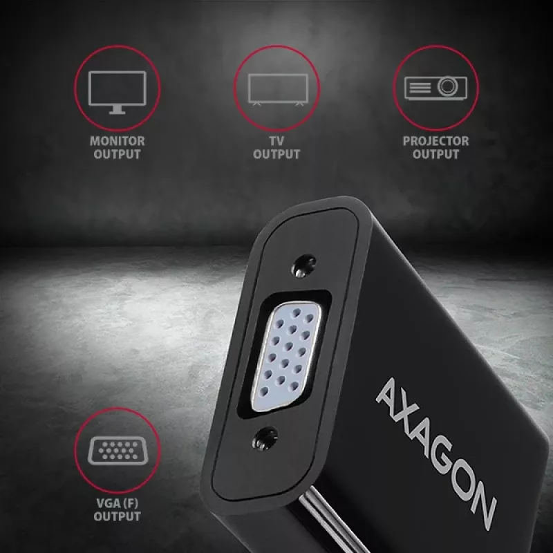 Adapter Axagon RVH-VGAN HDMI -> VGA FullHD, 1920x1200, audio OUT, power IN