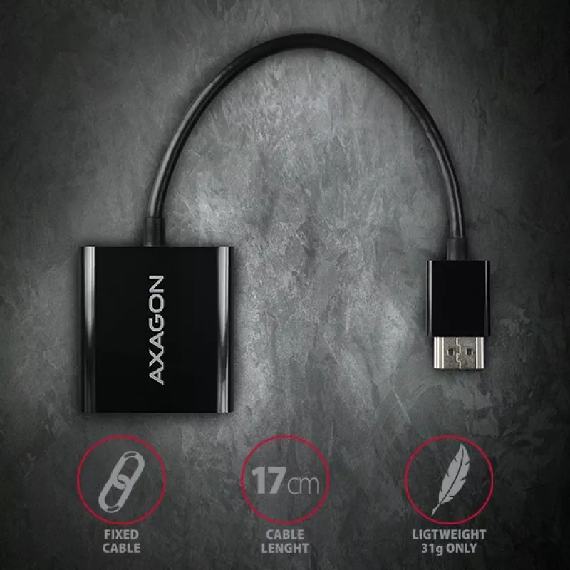 Adapter Axagon RVH-VGAN HDMI -> VGA FullHD, 1920x1200, audio OUT, power IN