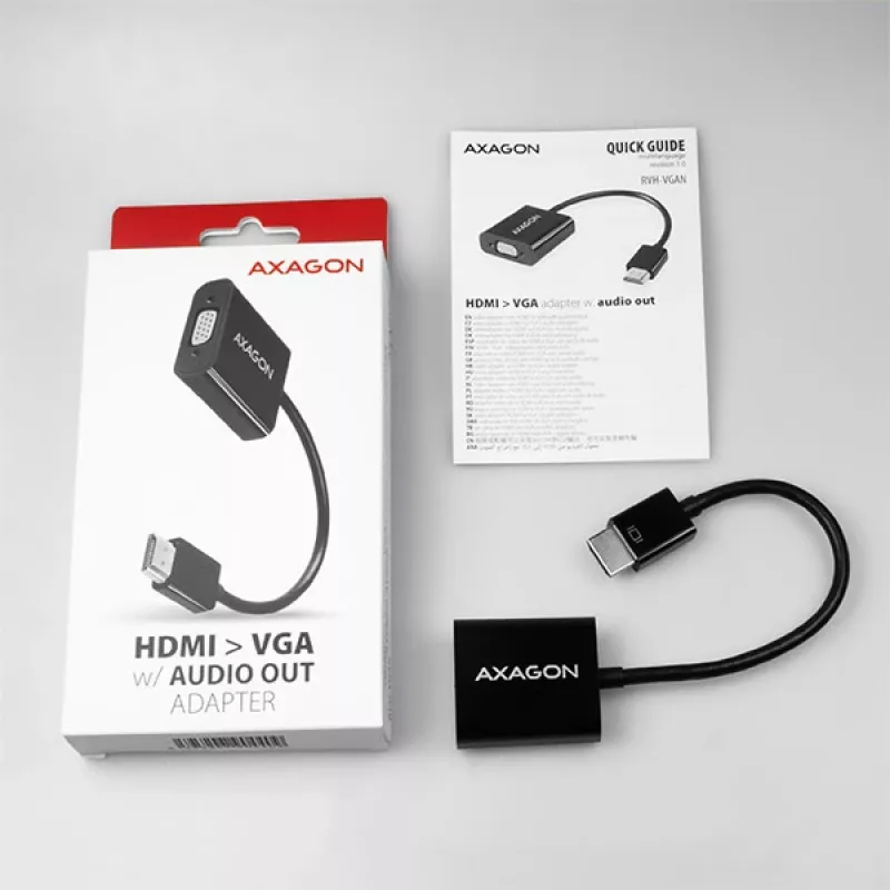 Adapter Axagon RVH-VGAN HDMI -> VGA FullHD, 1920x1200, audio OUT, power IN