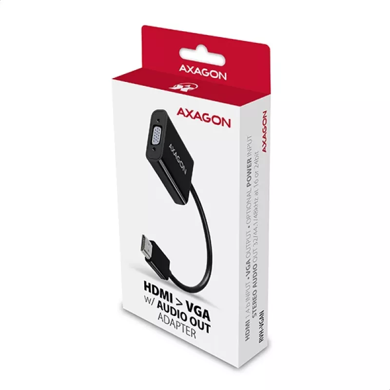 Adapter Axagon RVH-VGAN HDMI -> VGA FullHD, 1920x1200, audio OUT, power IN