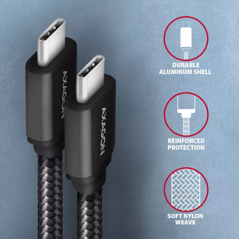 Axagon BUCM3-CM10AB SPEED USB-C <> USB-C 3.2 Gen 1 kabel 1 m