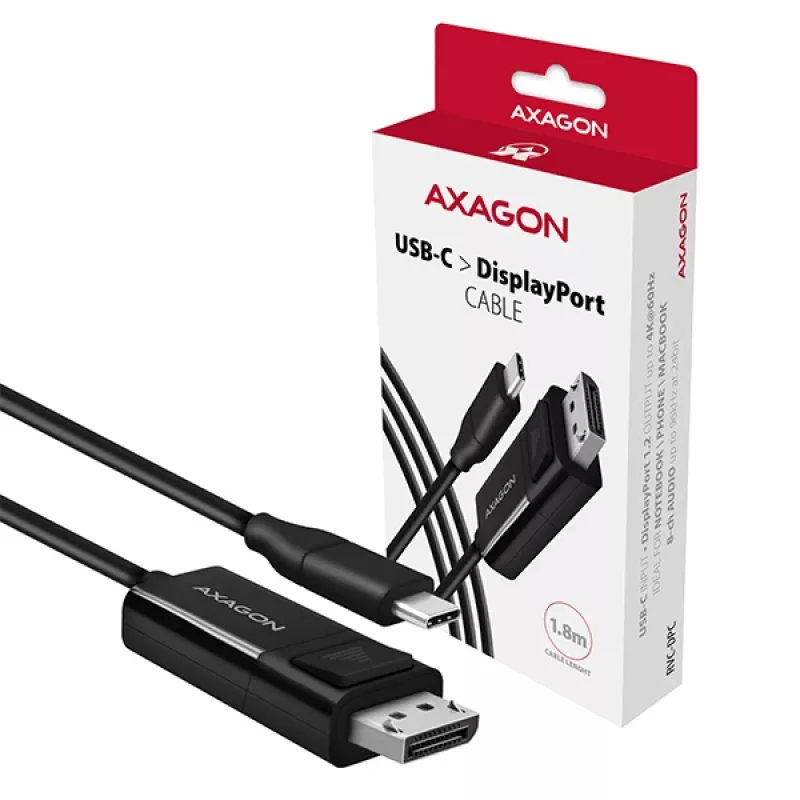 Kabel Axagon RVC-DPC USB-C -> DisplayPort 1,8 m 4K/60Hz