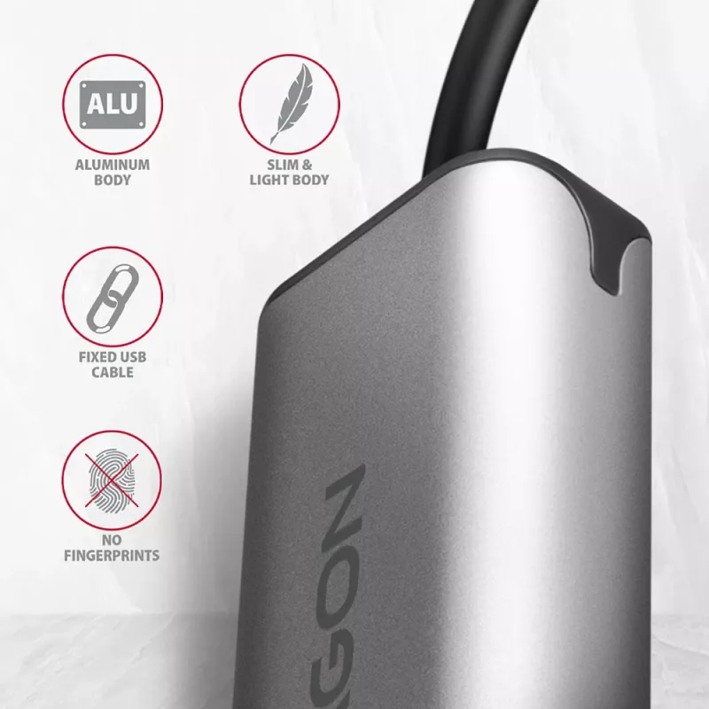 Adapter sieciowy 2.5 Gigabit Ethernet AXAGON ADE-25R — USB Type-C, 10/100/1000/2500 Mbit, 5000 Mbit/s, aluminium, szary