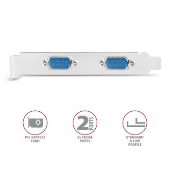 Axagon PCEA-S2N PCIe - adapter 2x port szeregowy 250 kbps ze SP i LP