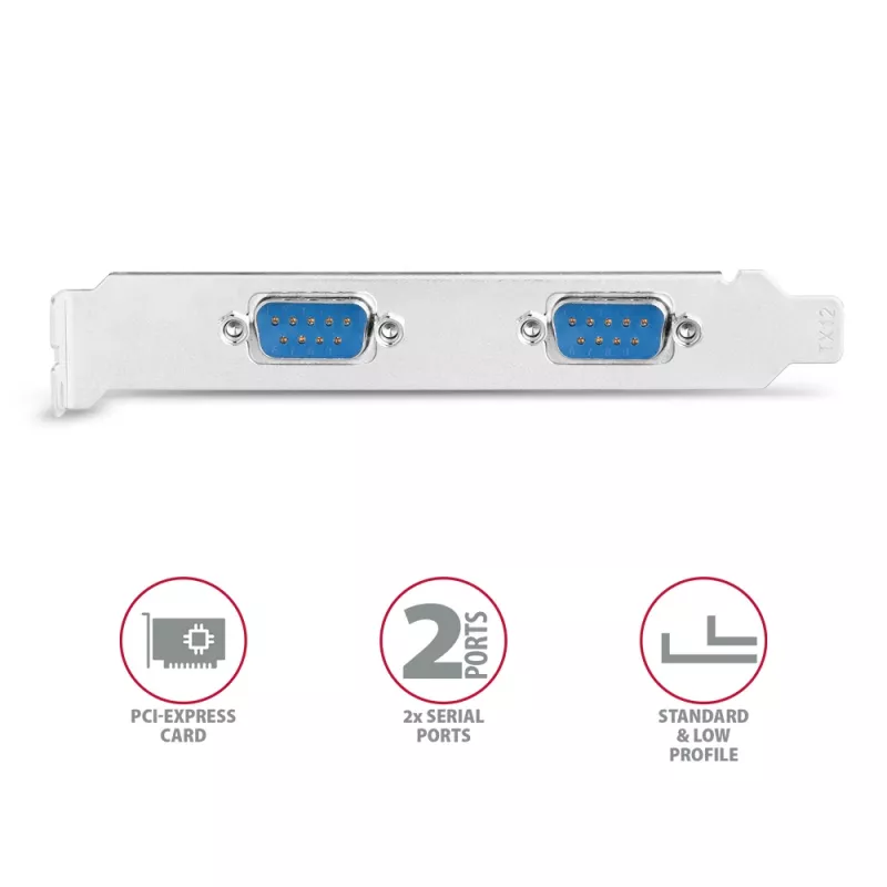 Axagon PCEA-S2N PCIe - adapter 2x port szeregowy 250 kbps ze SP i LP