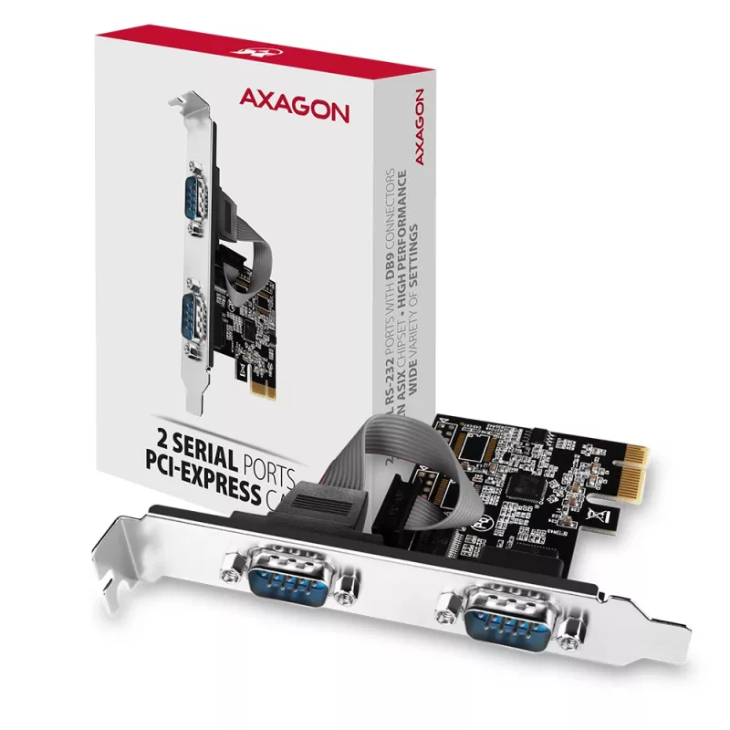 Axagon PCEA-S2N PCIe - adapter 2x port szeregowy 250 kbps ze SP i LP