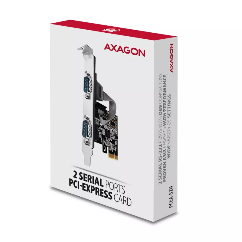 Axagon PCEA-S2N PCIe - adapter 2x port szeregowy 250 kbps ze SP i LP