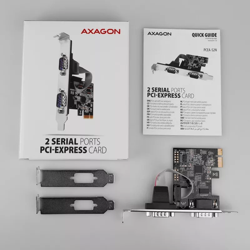 Axagon PCEA-S2N PCIe - adapter 2x port szeregowy 250 kbps ze SP i LP