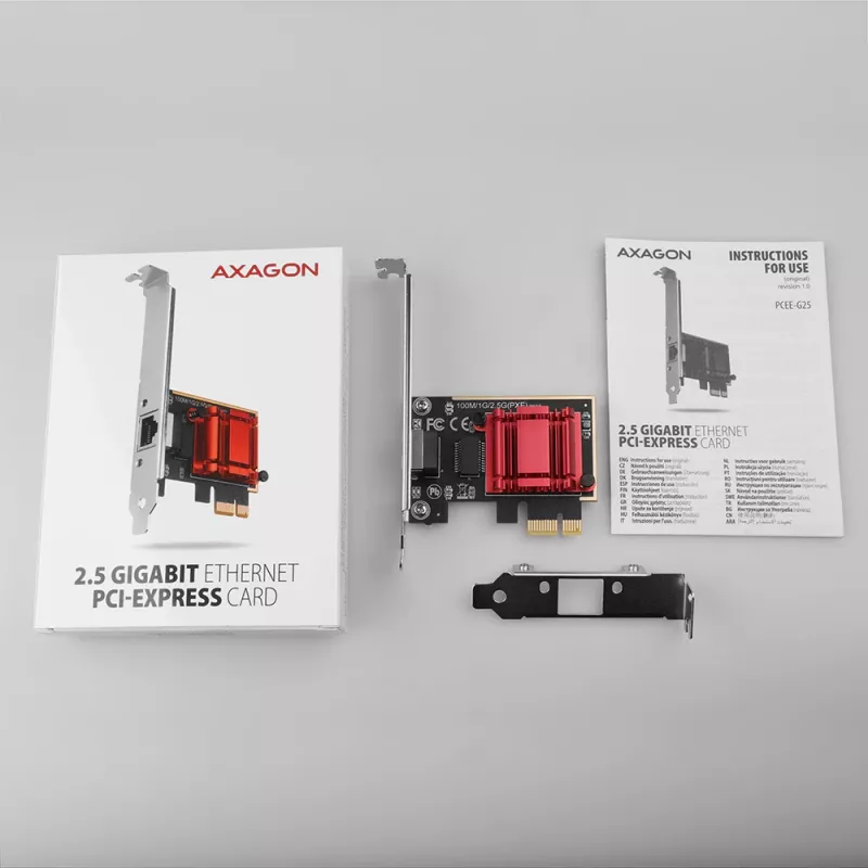 Axagon PCEE-G25 PCIe - 2.5 Gigabit Ethernet adapter Realtek 8125, PXE, w. SP & LP
