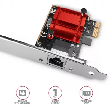 Wewnętrzna karta sieciowa AXAGON PCEE-GIX — PCI Express, Ethernet, 5000 Mbit/s, IEEE 802.3/802.3ab/802.3u