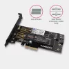 Axagon PCEM2-D PCIe x4 - adapter na dwa dyski M.2 NVMe M-key + SATA B-key z zaślepkami SP i LP