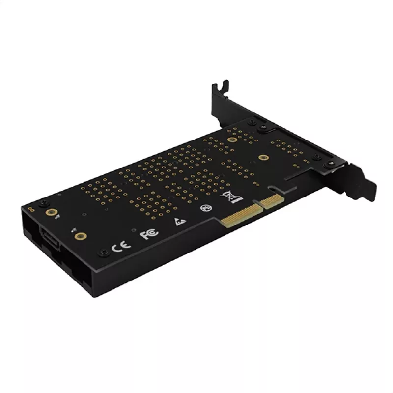 Axagon PCEM2-DC PCIe x4 - adapter na slot M.2 NVMe M-key + SATA B-key z chłodzeniem, SP i LP