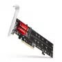 Axagon PCEM2-ND PCIe x8 - adapter z dwoma slotami M.2 NVMe M-key, RAID, przełącznik danych, z wspornikiem standardowym i niskoprofilowym