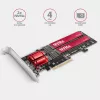 Axagon PCEM2-ND PCIe x8 - adapter z dwoma slotami M.2 NVMe M-key, RAID, przełącznik danych, z wspornikiem standardowym i niskoprofilowym