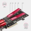 Axagon PCEM2-ND PCIe x8 - adapter z dwoma slotami M.2 NVMe M-key, RAID, przełącznik danych, z wspornikiem standardowym i niskoprofilowym