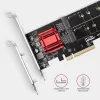 Axagon PCEM2-ND PCIe x8 - adapter z dwoma slotami M.2 NVMe M-key, RAID, przełącznik danych, z wspornikiem standardowym i niskoprofilowym