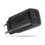 Ładowarka ścienna GaN Axagon ACU-DPQ65 65W, 3 porty (USB-A + podwójny USB-C), PD3.0/QC4+/PPS/Apple