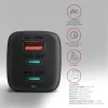 Ładowarka ścienna GaN Axagon ACU-DPQ65 65W, 3 porty (USB-A + podwójny USB-C), PD3.0/QC4+/PPS/Apple