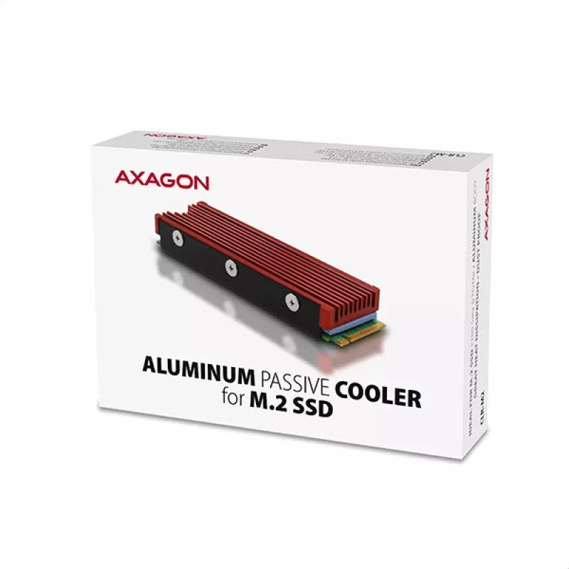 Axagon CRL-M2 Pasywne aluminiowe chłodzenie dla wszystkich dysków SSD M.2, rozmiar 2280, wysokość 12 mm.