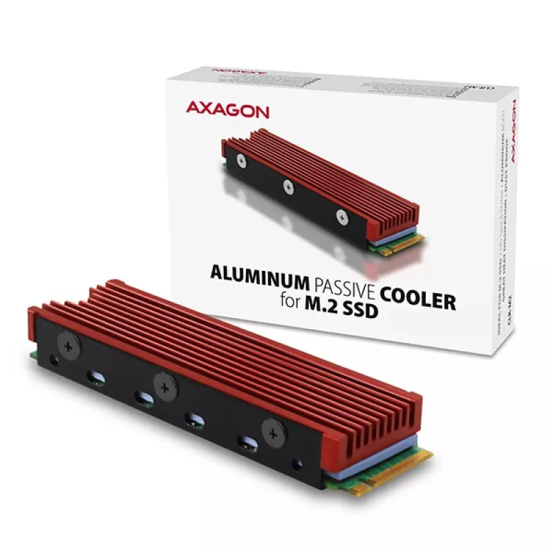 Axagon CRL-M2 Pasywne aluminiowe chłodzenie dla wszystkich dysków SSD M.2, rozmiar 2280, wysokość 12 mm.