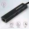 Axagon HMA-GL3A Multiport-Hub USB 3.0 Typ A Gbit-LAN 3x USB-A microSD Przewodowy USB 3.2 Gen 1 (3.1 Gen 1) Type-A Czarny