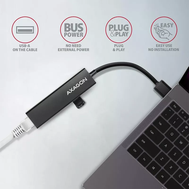 Axagon HMA-GL3A Multiport-Hub USB 3.0 Typ A Gbit-LAN 3x USB-A microSD Przewodowy USB 3.2 Gen 1 (3.1 Gen 1) Type-A Czarny