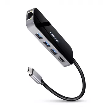 Axagon HMC-6GL Hub USB 3.2 Gen 1, 3x USB-A, HDMI 4K/30Hz, RJ-45, PD 100W, kabel USB-C 20 cm