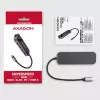 Axagon HMC-6GL Hub USB 3.2 Gen 1, 3x USB-A, HDMI 4K/30Hz, RJ-45, PD 100W, kabel USB-C 20 cm
