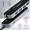 Axagon HMC-6GL Hub USB 3.2 Gen 1, 3x USB-A, HDMI 4K/30Hz, RJ-45, PD 100W, kabel USB-C 20 cm