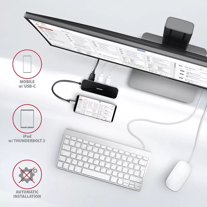 Axagon HMC-6GL Hub USB 3.2 Gen 1, 3x USB-A, HDMI 4K/30Hz, RJ-45, PD 100W, kabel USB-C 20 cm