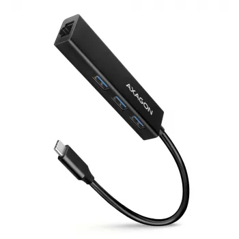 Hub USB-C Axagon HMC-GL3A 3x USB-A Gbit-LAN Czarny