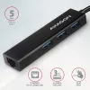 Hub USB-C Axagon HMC-GL3A 3x USB-A Gbit-LAN Czarny