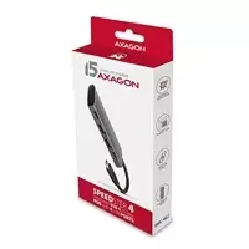 AXAGON HMC-4G2, USB-C 3.2 Gen 2 10 Gb/s hub, porty 2x USB-A + 2x USB-C, kabel USB-C 13cm