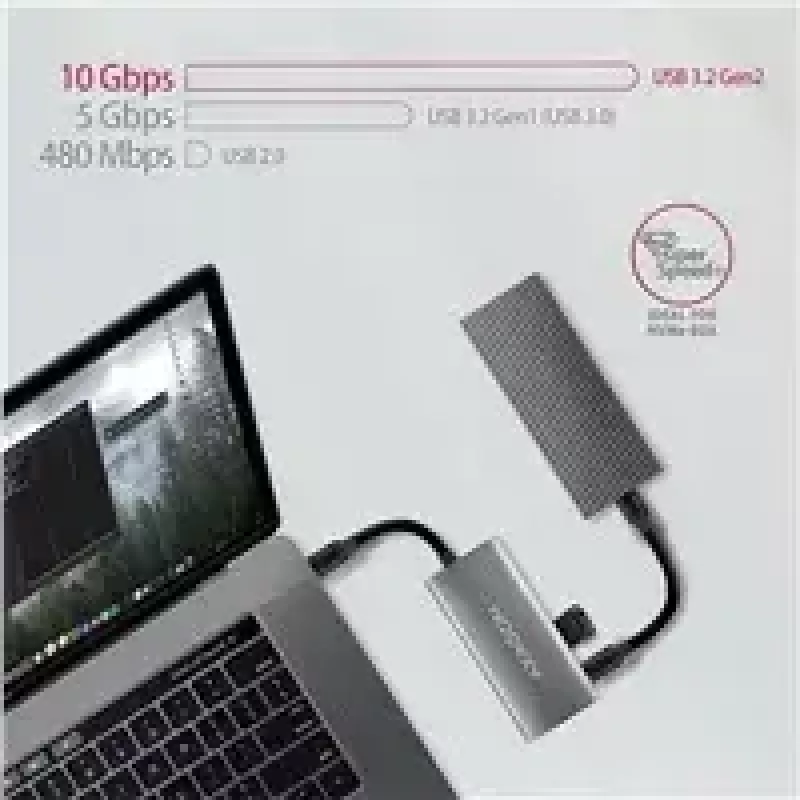 AXAGON HMC-4G2, USB-C 3.2 Gen 2 10 Gb/s hub, porty 2x USB-A + 2x USB-C, kabel USB-C 13cm