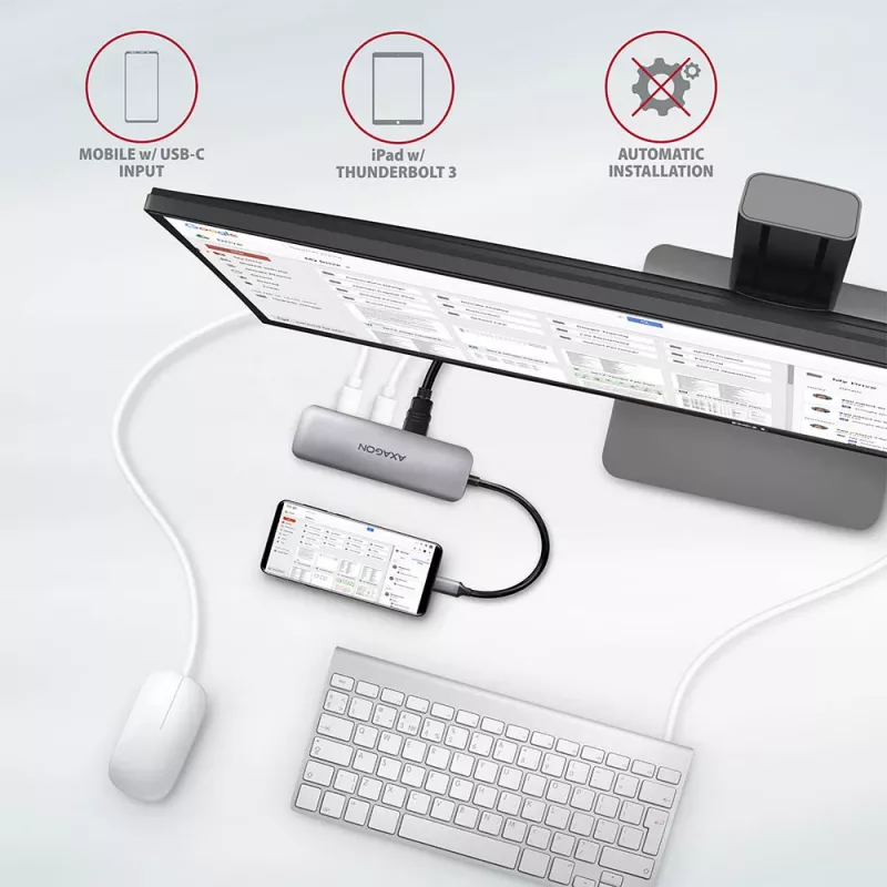 Hub Axagon HMC-5 USB 3.2 Gen 1, 2x USB-A, HDMI, SD/microSD, PD 100W, kabel USB-C 20 cm