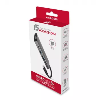 Hub Axagon HMC-5G2 USB 10Gbps, 2x USB-A, 2x USB-C, HDMI 4k/60Hz, PD 100W, kabel USB-C