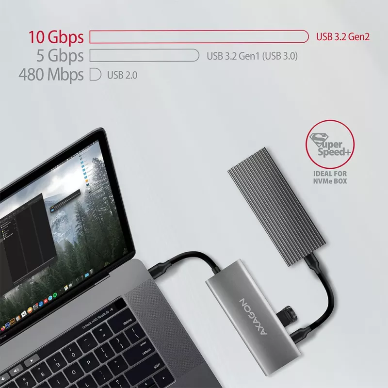 Axagon HMC-5G2 SPEEDSTER hub USB-C 5 w 1, 2x USB-A, 2x USB-C, HDMI, PD 60 W
