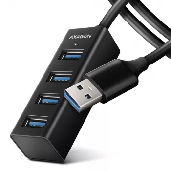 Axagon HUE-M1AL 4x USB 3.2 Gen 1 MINI hub, metal, 1.2m USB-A kabel