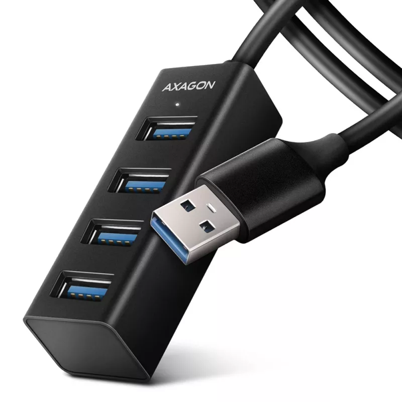 Axagon HUE-M1AL 4x USB 3.2 Gen 1 MINI hub, metal, 1.2m USB-A kabel