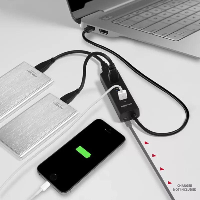 Axagon HUE-S2B 4x USB 3.0 HUB ŁADUJĄCY, zasilanie micro USB